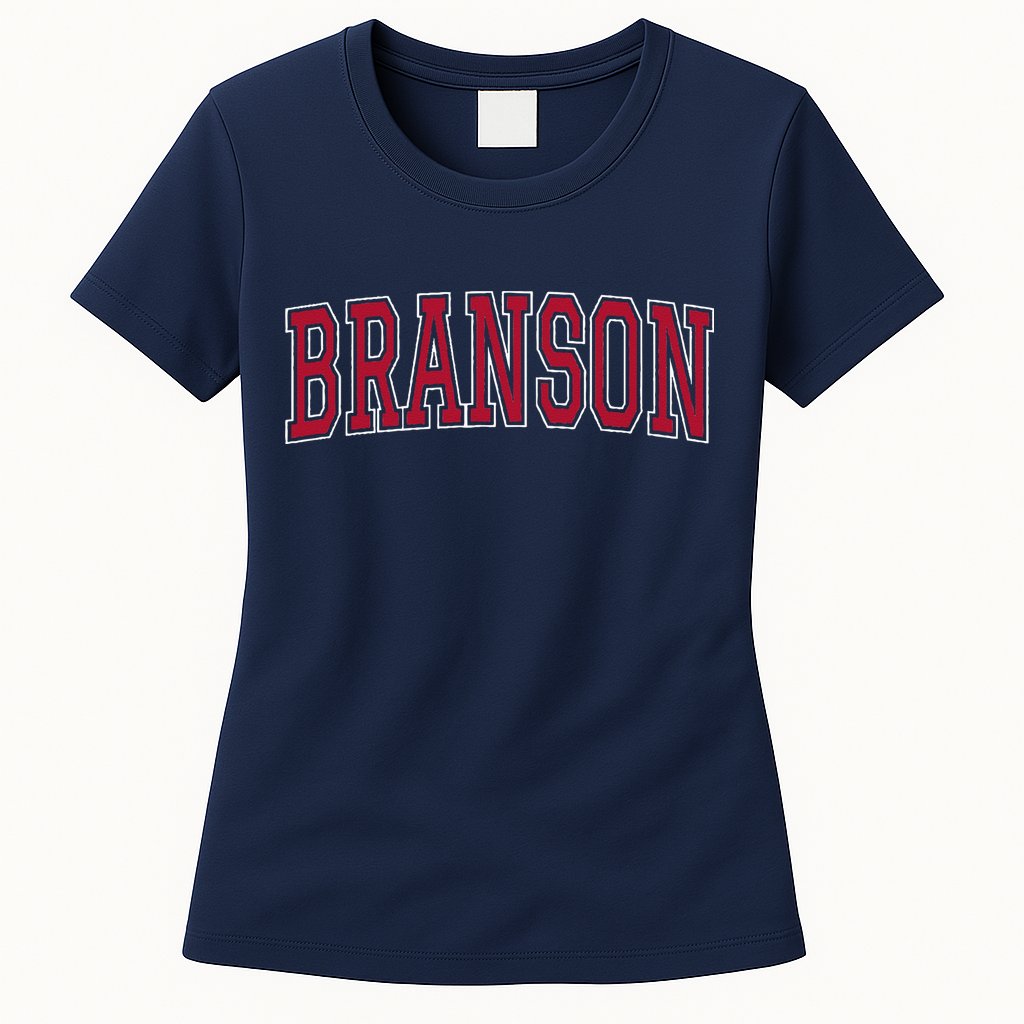 Branson Missouri Souvenir Varsity Style Red Text Womens T-Shirt