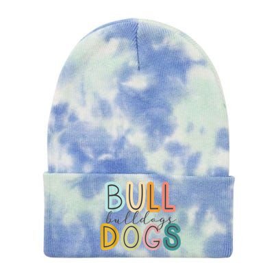 Bulldogs Mascot School Spirit Sports Cheer Fan Team Gift Tie Dye 12in Knit Beanie