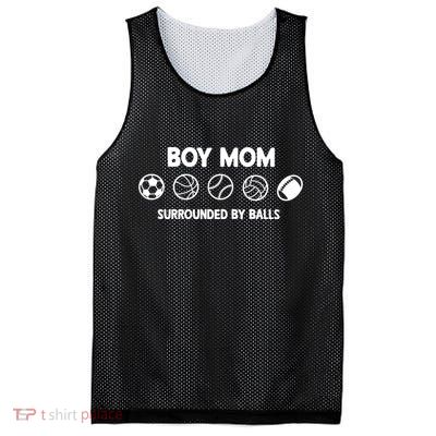Boy Mom Surrounded By Balls Meaningful Gift Mesh Reversible Basketball Jersey Tank