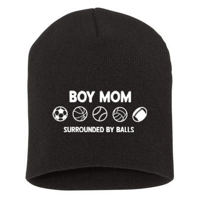 Boy Mom Surrounded By Balls Meaningful Gift Short Acrylic Beanie