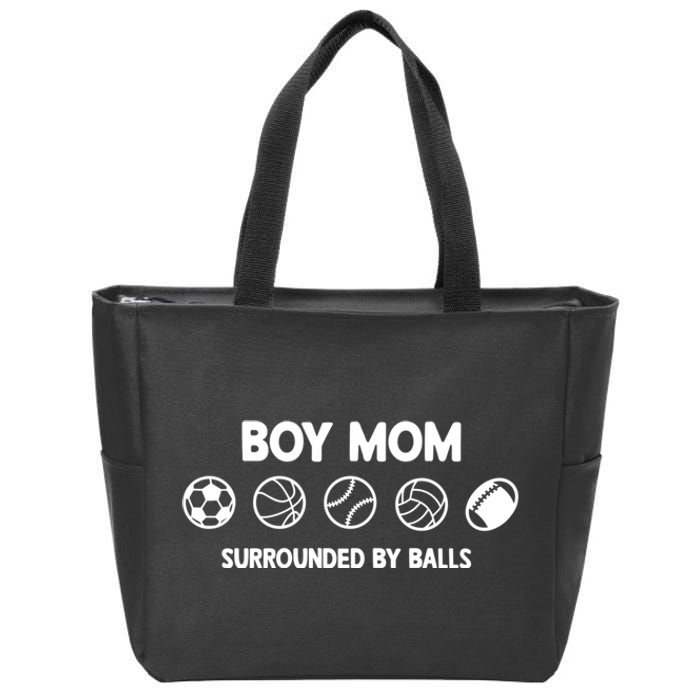 Boy Mom Surrounded By Balls Meaningful Gift Zip Tote Bag