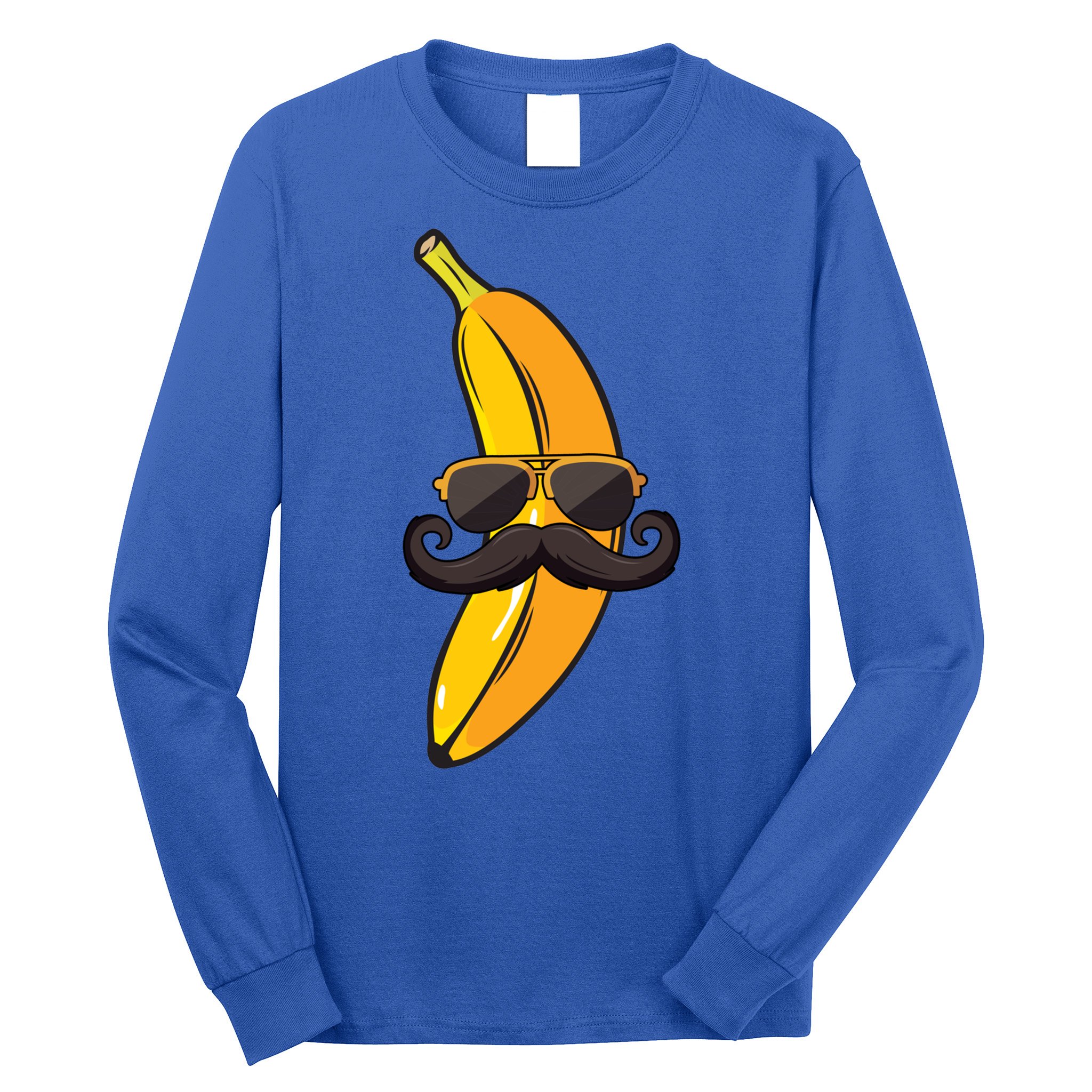 Banana Mustache Sunglasses Face Funny Fruit Cool Banana Gift Long Sleeve Shirt