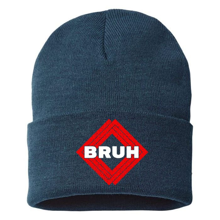 Bruh Meme Slang Boy Girl Teens Gen Z Meme Bruh Sustainable Knit Beanie