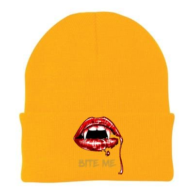 Bite Me Sexy Vampire Lips Halloween Novelty Gift Knit Cap Winter Beanie