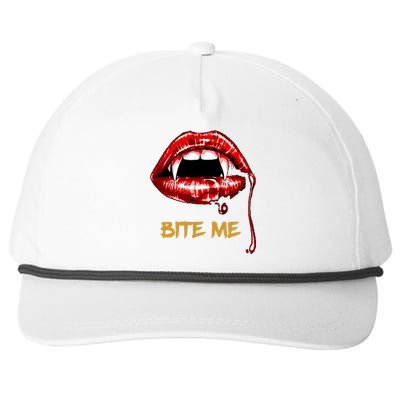 Bite Me Sexy Vampire Lips Halloween Novelty Gift Snapback Five-Panel Rope Hat