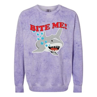 Bite Me Shark Funny Shark Humor Gift Colorblast Crewneck Sweatshirt