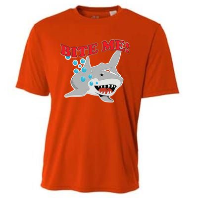 Bite Me Shark Funny Shark Humor Gift Cooling Performance Crew T-Shirt