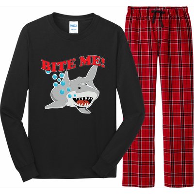 Bite Me Shark Funny Shark Humor Gift Long Sleeve Pajama Set