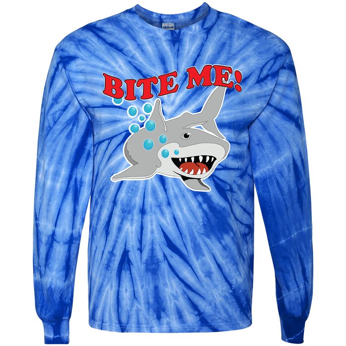 Bite Me Shark Funny Shark Humor Gift Tie-Dye Long Sleeve Shirt