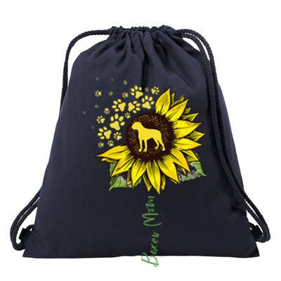 Boxer Mom Sunflower Boxer Dog Gifts Dog Mom Mama Drawstring Bag