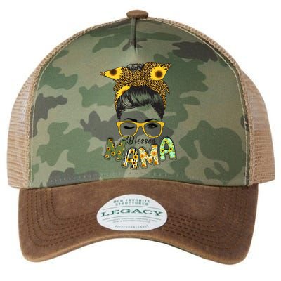 Blessed Mama Sunflower Messy Bun Mother's Day Legacy Tie Dye Trucker Hat