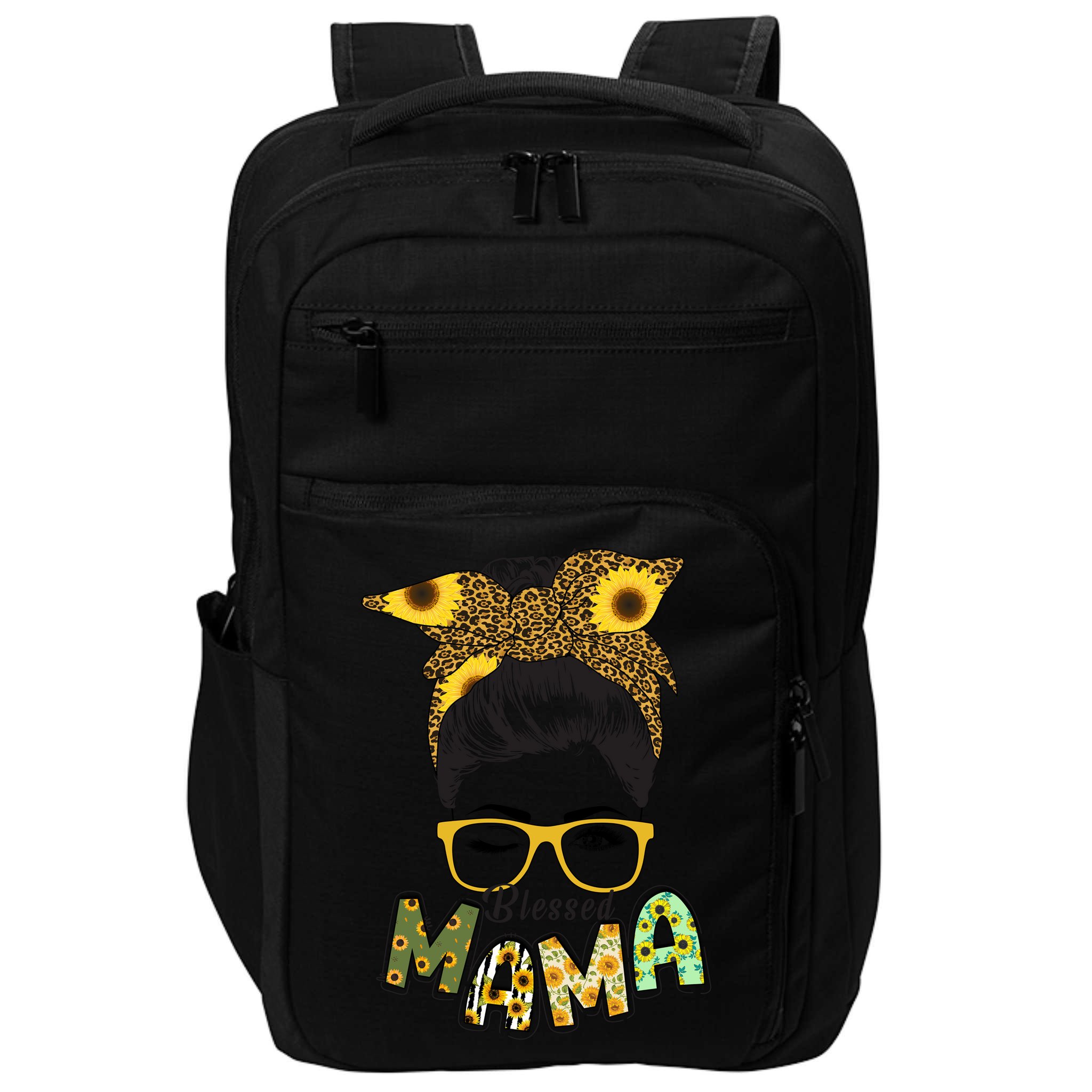 Blessed Mama Sunflower Messy Bun Mother's Day Impact Tech Backpack