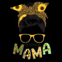 Blessed Mama Sunflower Messy Bun Mother's Day Drawstring Bag