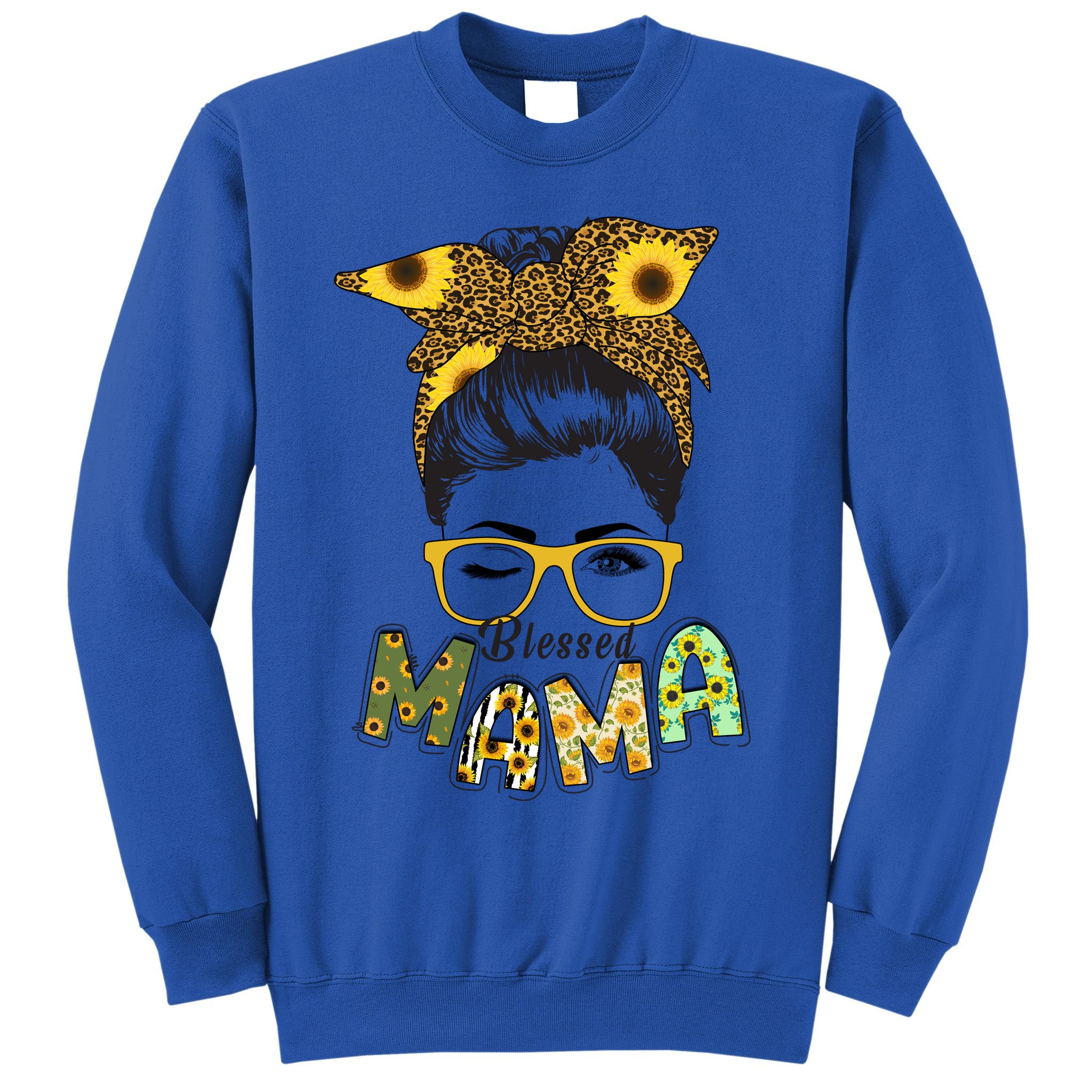 Blessed Mama Sunflower Messy Bun Mother's Day Sweatshirt