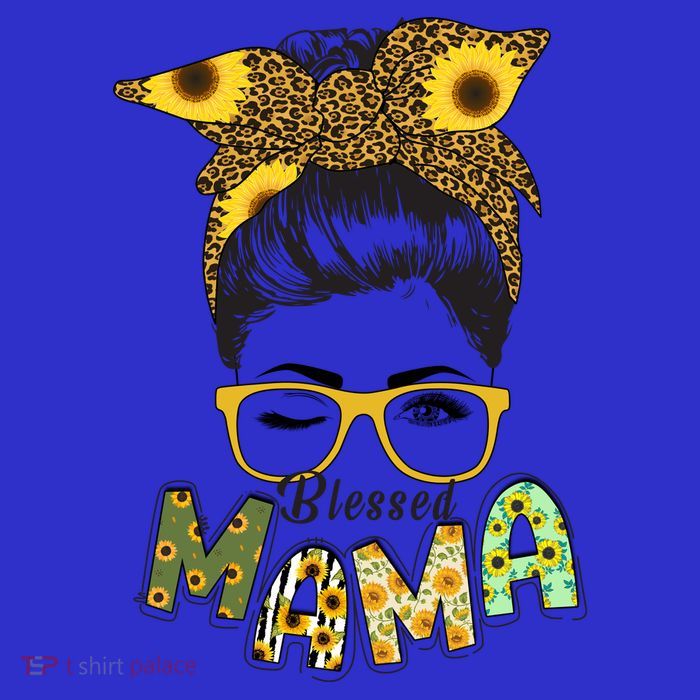 Blessed Mama Sunflower Messy Bun Mother's Day Premium T-Shirt