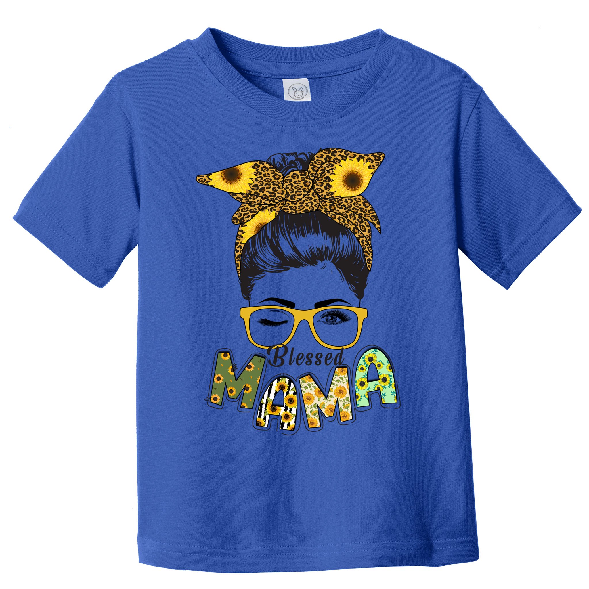 Blessed Mama Sunflower Messy Bun Mother's Day Toddler T-Shirt