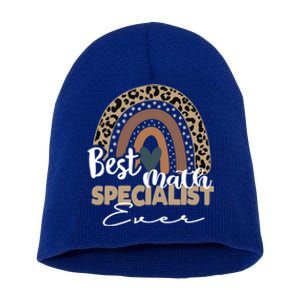 Best Math Specialist Ever Boho Rainbow Teacher Appreciation Cool Gift Short Acrylic Beanie