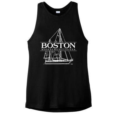 Boston Massachusetts Souvenir Sailing Great Gift Ladies PosiCharge Tri-Blend Wicking Tank