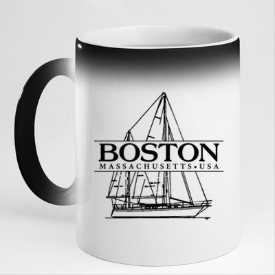 Boston Massachusetts Souvenir Sailing Great Gift 11oz Black Color Changing Mug