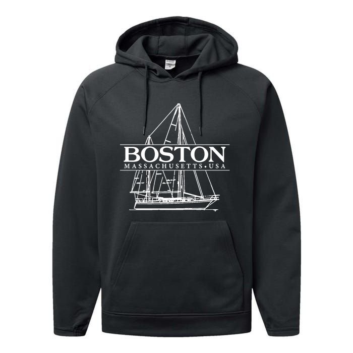 Boston Massachusetts Souvenir Sailing Great Gift Performance Fleece Hoodie