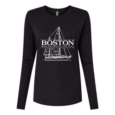 Boston Massachusetts Souvenir Sailing Great Gift Womens Cotton Relaxed Long Sleeve T-Shirt