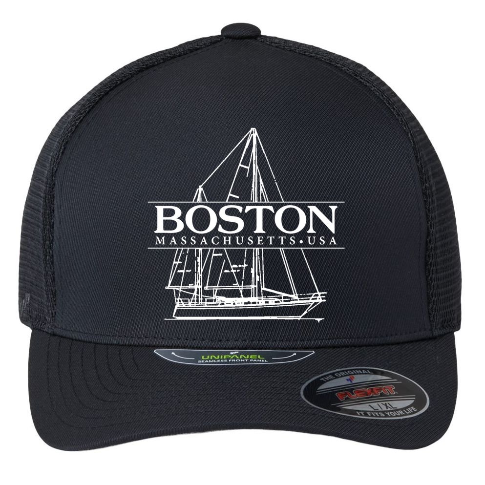 Boston Massachusetts Souvenir Sailing Great Gift Flexfit Unipanel Trucker Cap