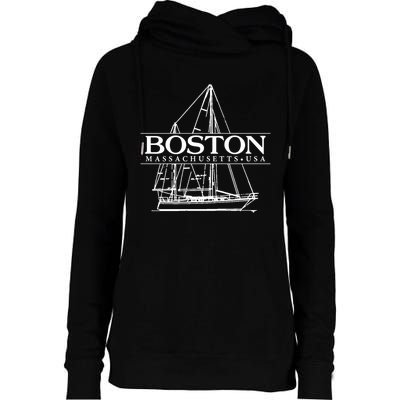 Boston Massachusetts Souvenir Sailing Great Gift Womens Funnel Neck Pullover Hood