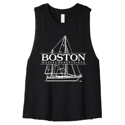 Boston Massachusetts Souvenir Sailing Great Gift Women's Racerback Cropped Tank