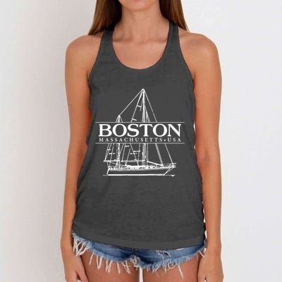 Boston Massachusetts Souvenir Sailing Great Gift Women's Knotted Racerback Tank