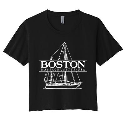 Boston Massachusetts Souvenir Sailing Great Gift Women's Crop Top Tee