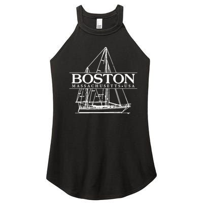 Boston Massachusetts Souvenir Sailing Great Gift Women's Perfect Tri Rocker Tank