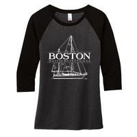 Boston Massachusetts Souvenir Sailing Great Gift Women's Tri-Blend 3/4-Sleeve Raglan Shirt