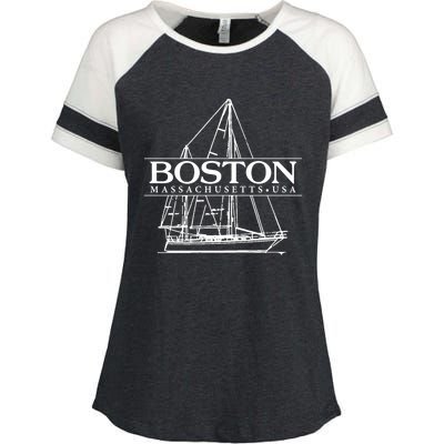 Boston Massachusetts Souvenir Sailing Great Gift Enza Ladies Jersey Colorblock Tee