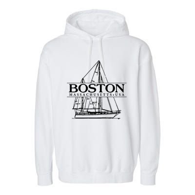 Boston Massachusetts Souvenir Sailing Great Gift Garment-Dyed Fleece Hoodie