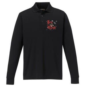 Bee Mine Sweethearts Friends Friends Valentines Day Gift Performance Long Sleeve Polo