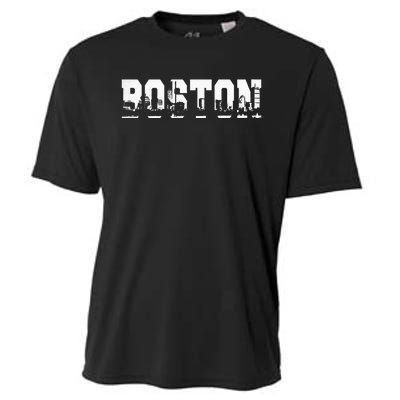 Boston Massachusetts Skyline Graphic Apparel Cooling Performance Crew T-Shirt