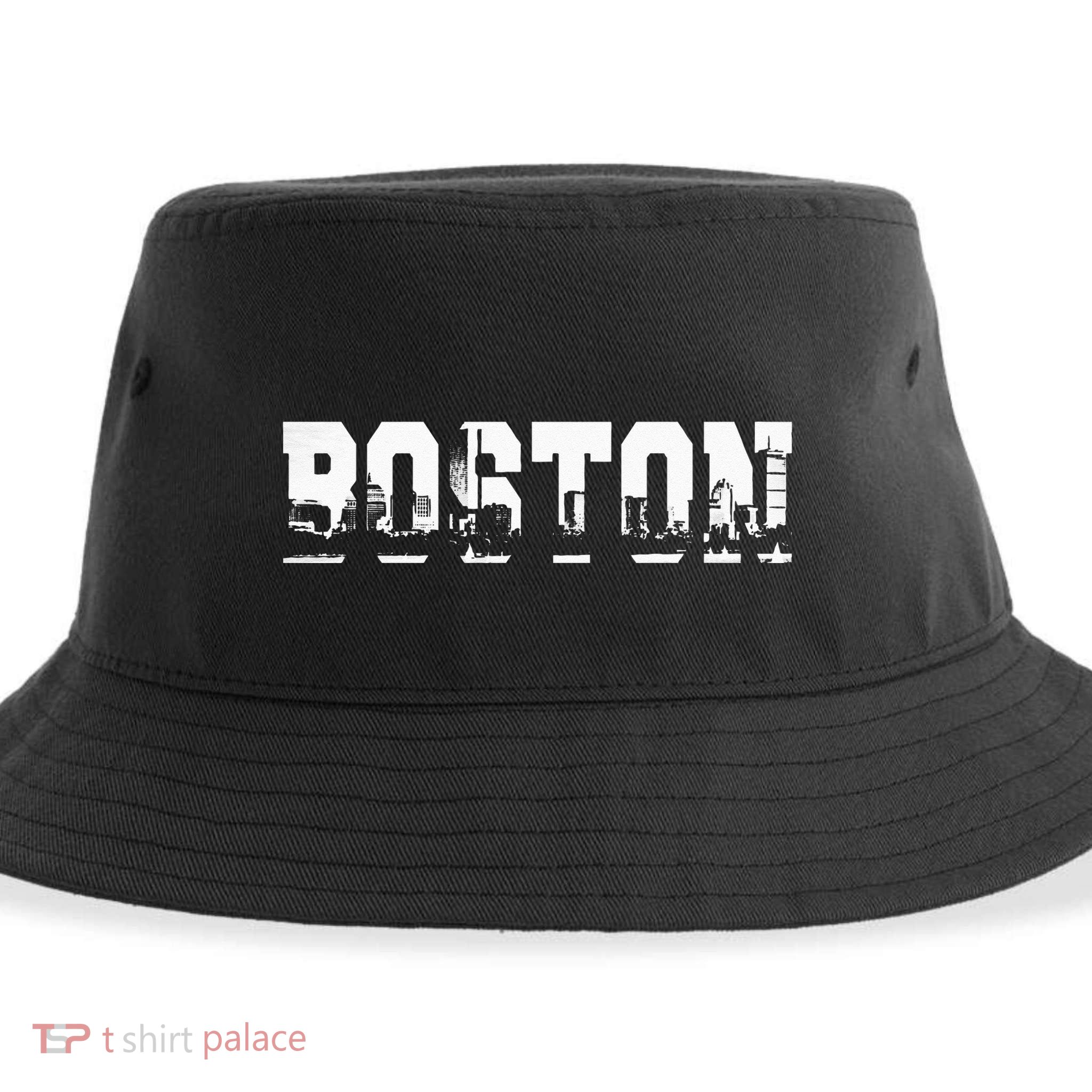 Boston Massachusetts Skyline Graphic Apparel Sustainable Bucket Hat
