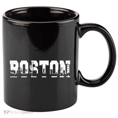 Boston Massachusetts Skyline Graphic Apparel 11oz C Handle Ceramic Mug