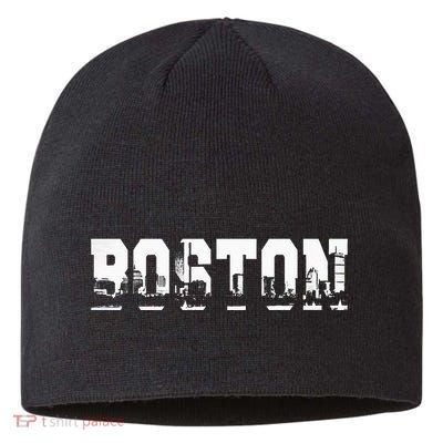 Boston Massachusetts Skyline Graphic Apparel Sustainable Beanie