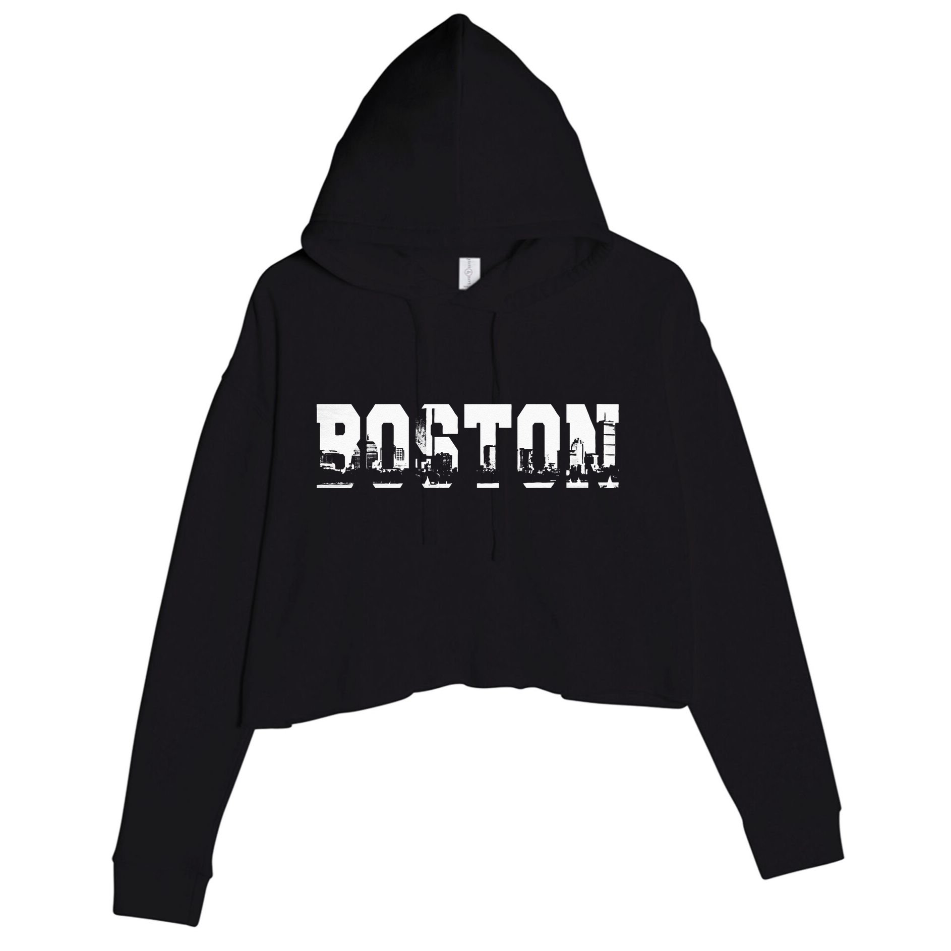 Boston Massachusetts Skyline Graphic Apparel Crop Fleece Hoodie