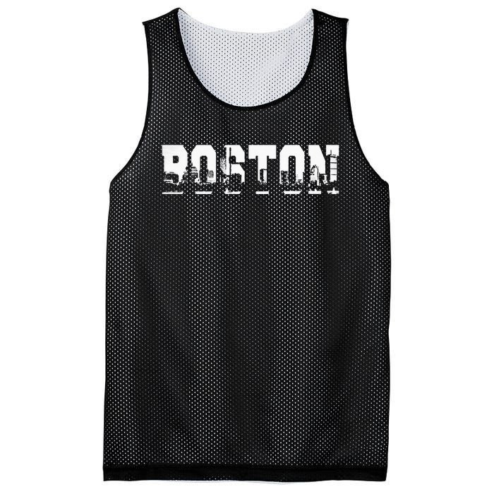 Boston Massachusetts Skyline Graphic Apparel Mesh Reversible Basketball Jersey Tank