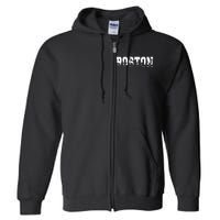 Boston Massachusetts Skyline Graphic Apparel Full Zip Hoodie