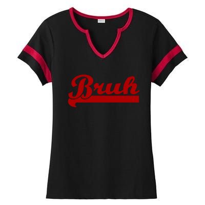 Bruh Meme Saying Funny Brother Greeting Ladies Halftime Notch Neck Tee