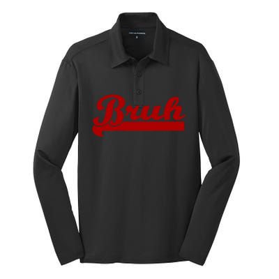 Bruh Meme Saying Funny Brother Greeting Silk Touch Performance Long Sleeve Polo