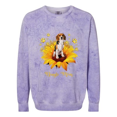 Beagle Mom Sunflower With Dog Paw MotherS Day Colorblast Crewneck Sweatshirt