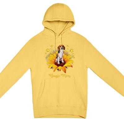 Beagle Mom Sunflower With Dog Paw MotherS Day Premium Pullover Hoodie