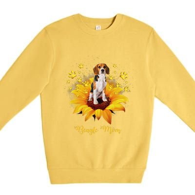 Beagle Mom Sunflower With Dog Paw MotherS Day Premium Crewneck Sweatshirt