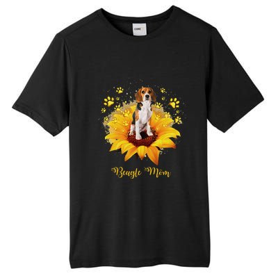 Beagle Mom Sunflower With Dog Paw MotherS Day Tall Fusion ChromaSoft Performance T-Shirt