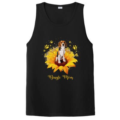 Beagle Mom Sunflower With Dog Paw MotherS Day PosiCharge Competitor Tank