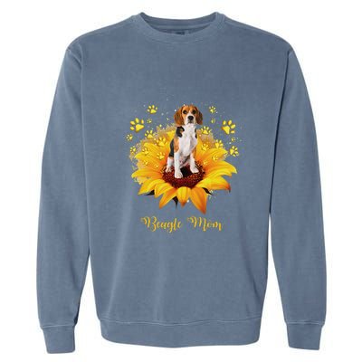 Beagle Mom Sunflower With Dog Paw MotherS Day Garment-Dyed Sweatshirt